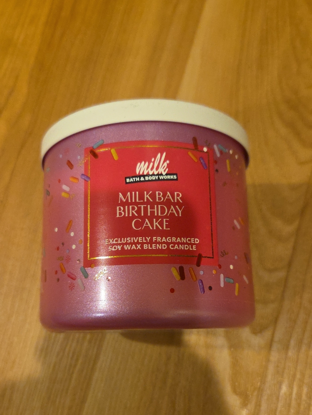 Bath & Body Works Milk Bar Birthday Cake Candle - Pink with Multicolor Sprinkles